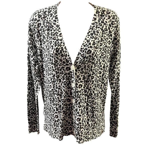 LOFT Cardigan Sweater Top Animal Print NEW Button Up Women SIze Medium V-Neck - Picture 1 of 9